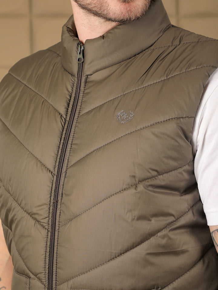 cobb solid dark green sleeveless zipper jacket