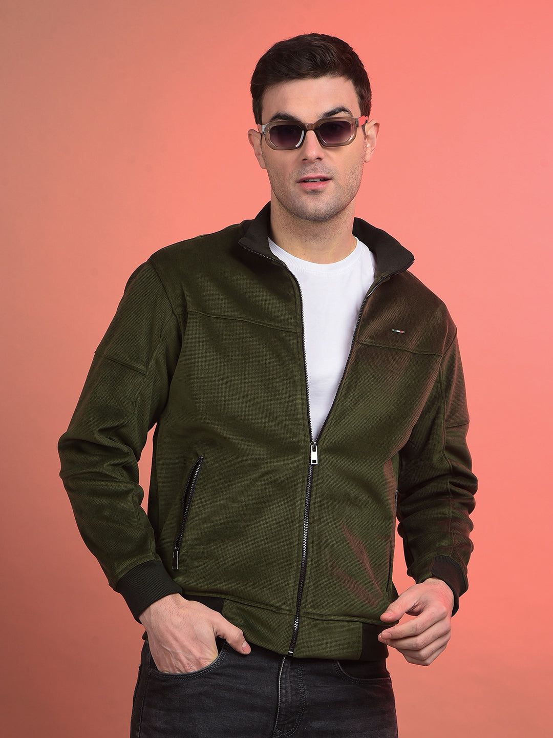 cobb solid dark green velvet jacket