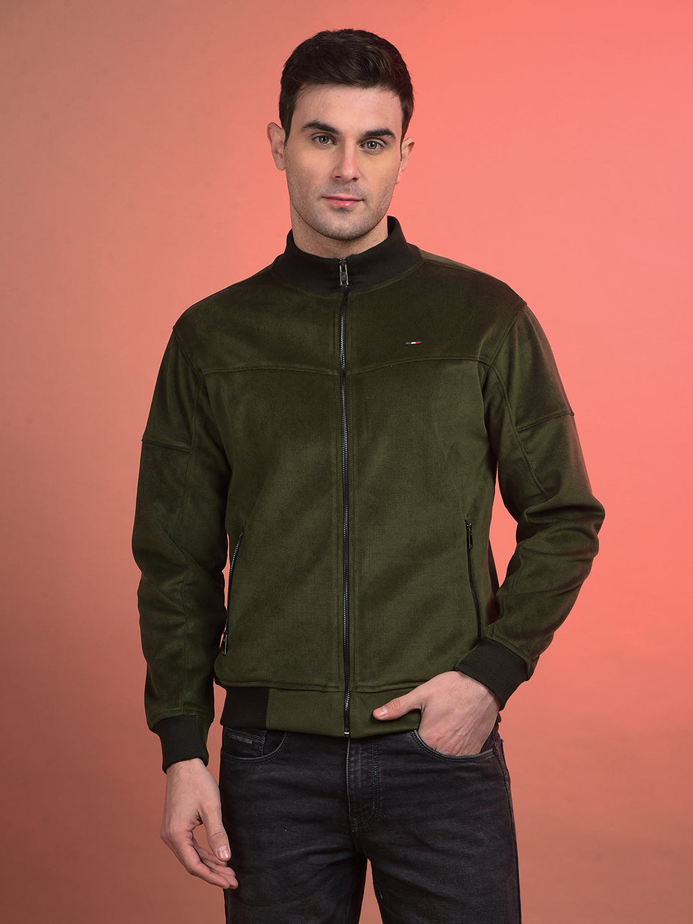 cobb solid dark green velvet jacket