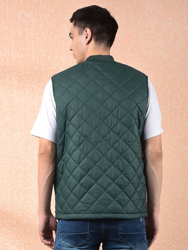 cobb bottle green sleeveless zipper jacket