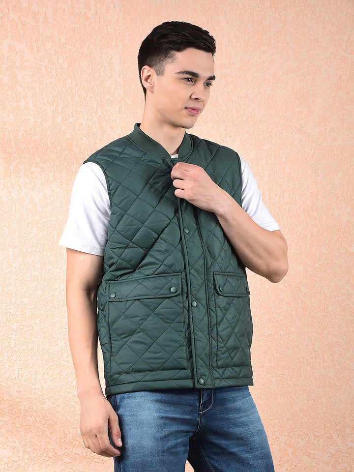 COBB BOTTLE GREEN SLEEVELESS ZIPPER JACKET