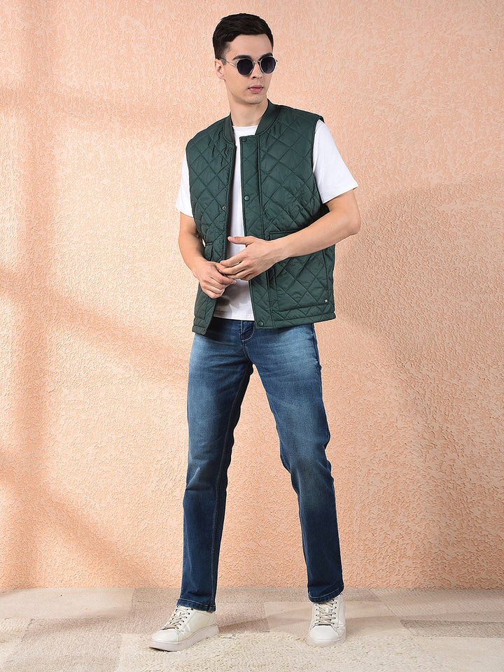COBB BOTTLE GREEN SLEEVELESS ZIPPER JACKET