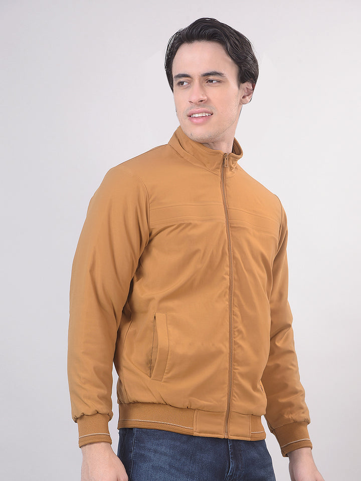 Mustard Solid Stand Collar Jacket
