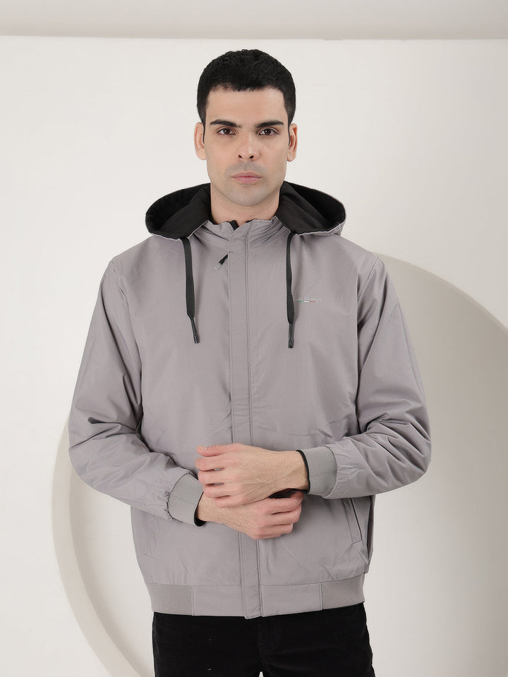 cobb solid black grey reversible hooded jacket