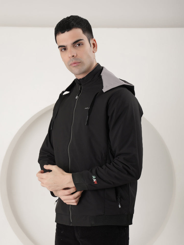 COBB SOLID BLACK GREY REVERSIBLE HOODED JACKET