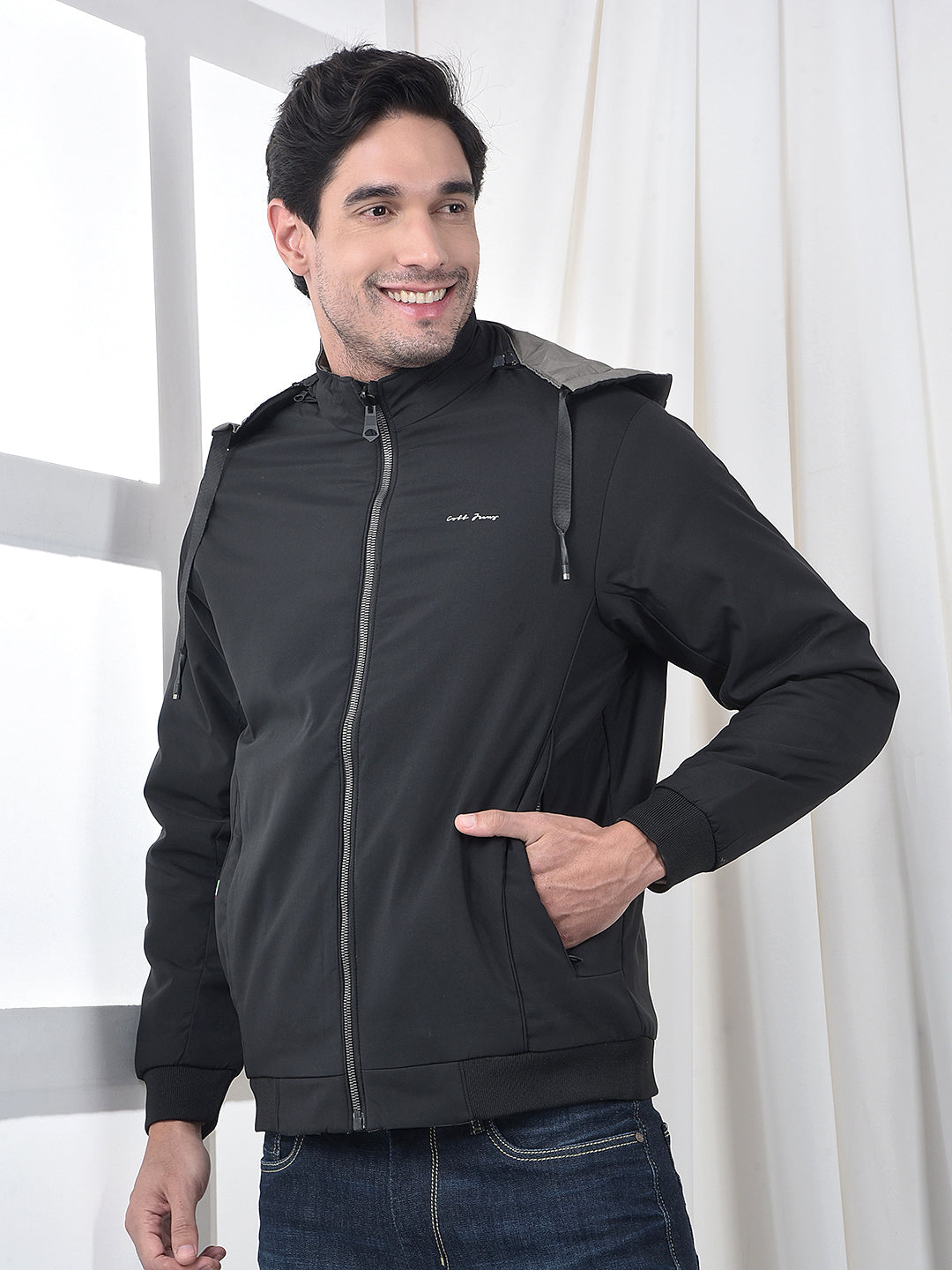 COBB SOLID BLACK GREY REVERSIBLE HOODED JACKET
