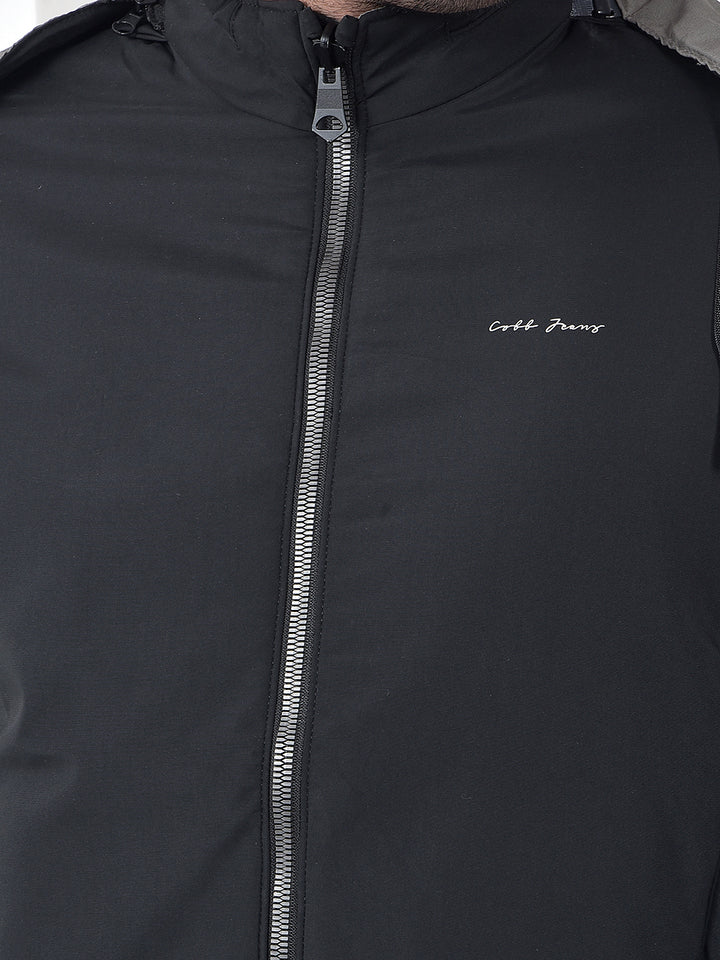 COBB SOLID BLACK GREY REVERSIBLE HOODED JACKET