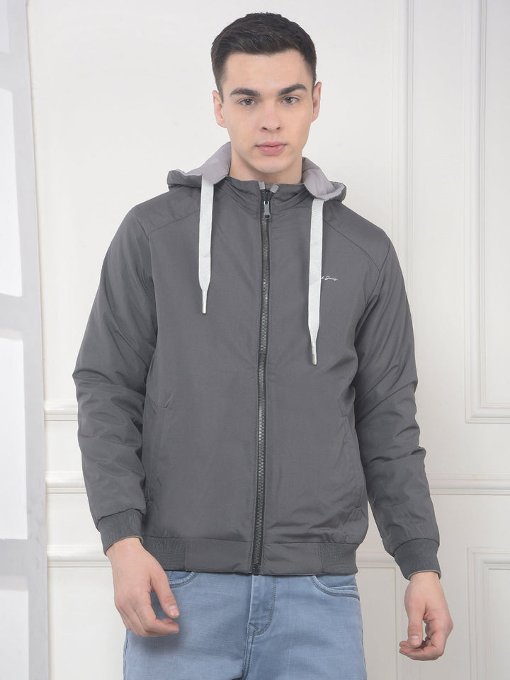 cobb solid stone grey reversible hooded jacket