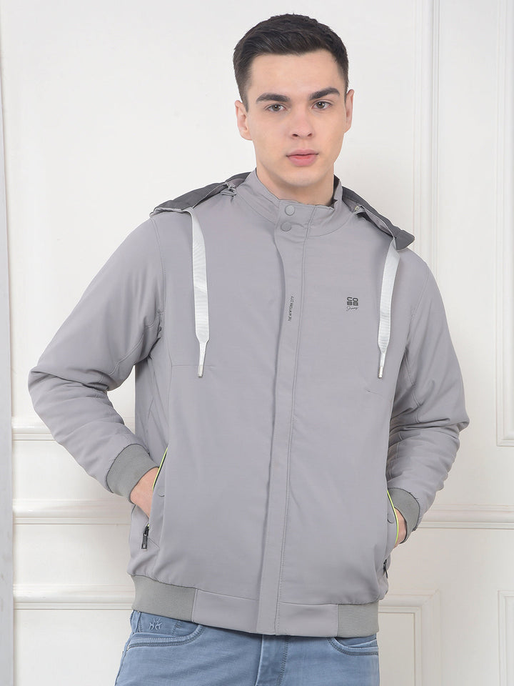 cobb solid stone grey reversible hooded jacket