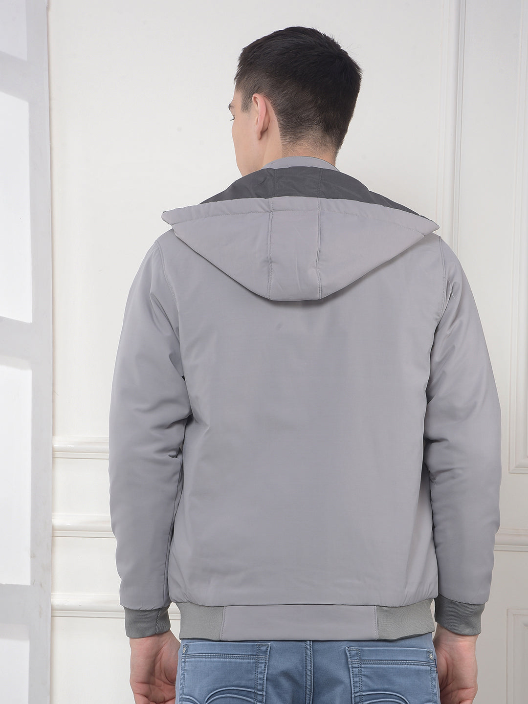 cobb solid stone grey reversible hooded jacket