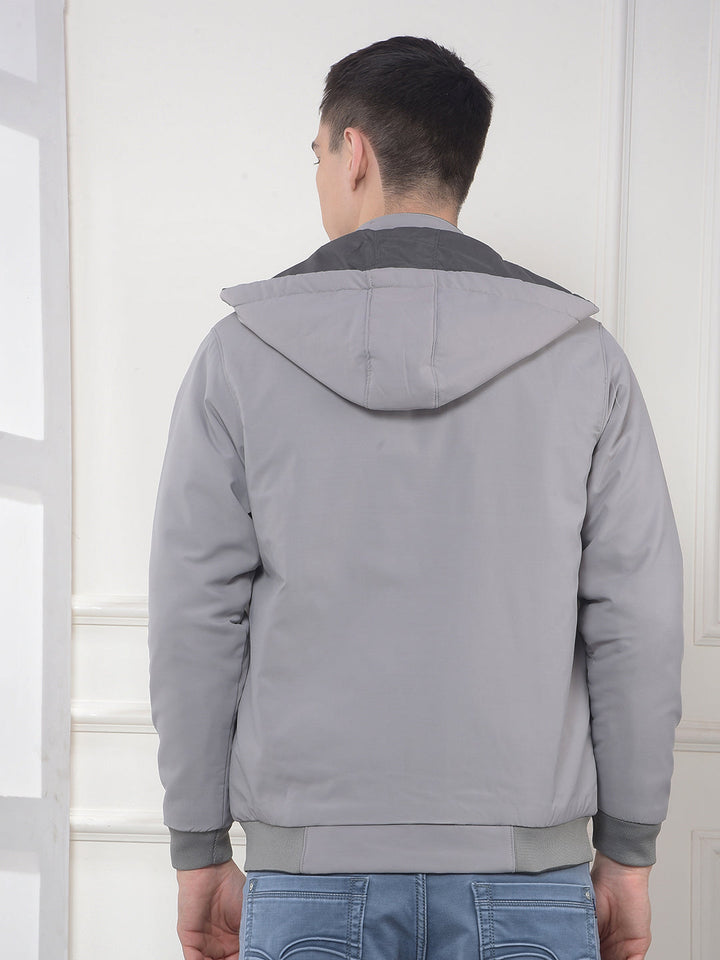 cobb solid stone grey reversible hooded jacket