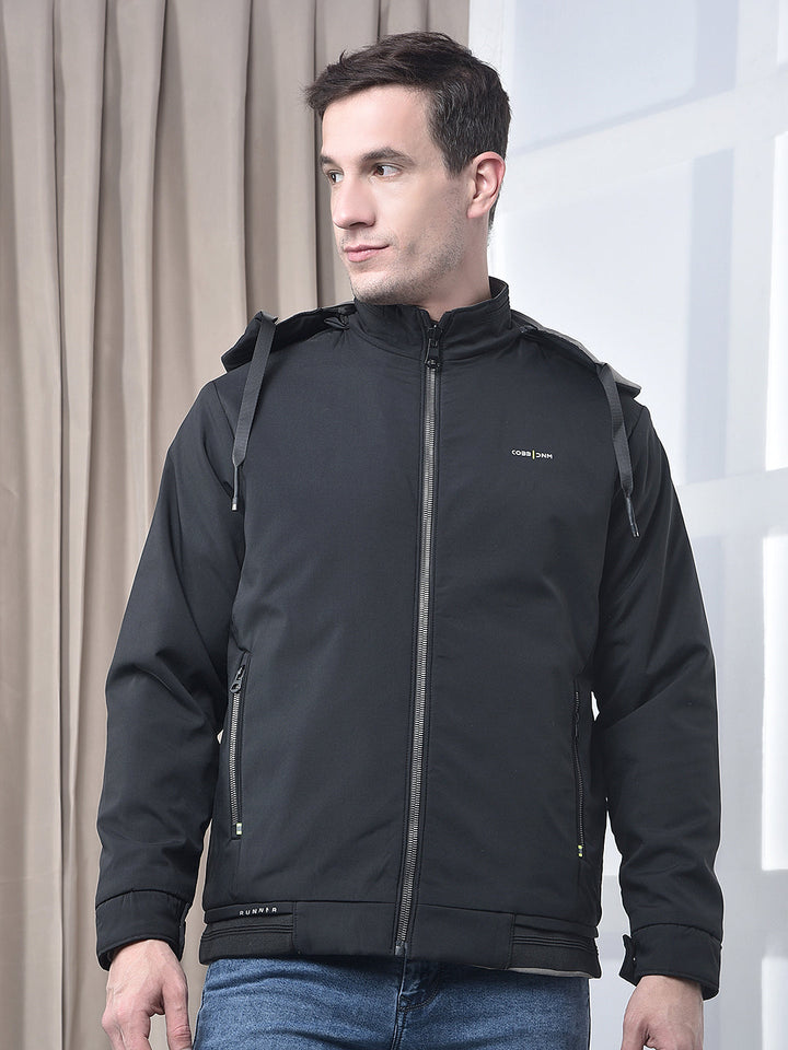 cobb solid black grey reversible hooded jacket