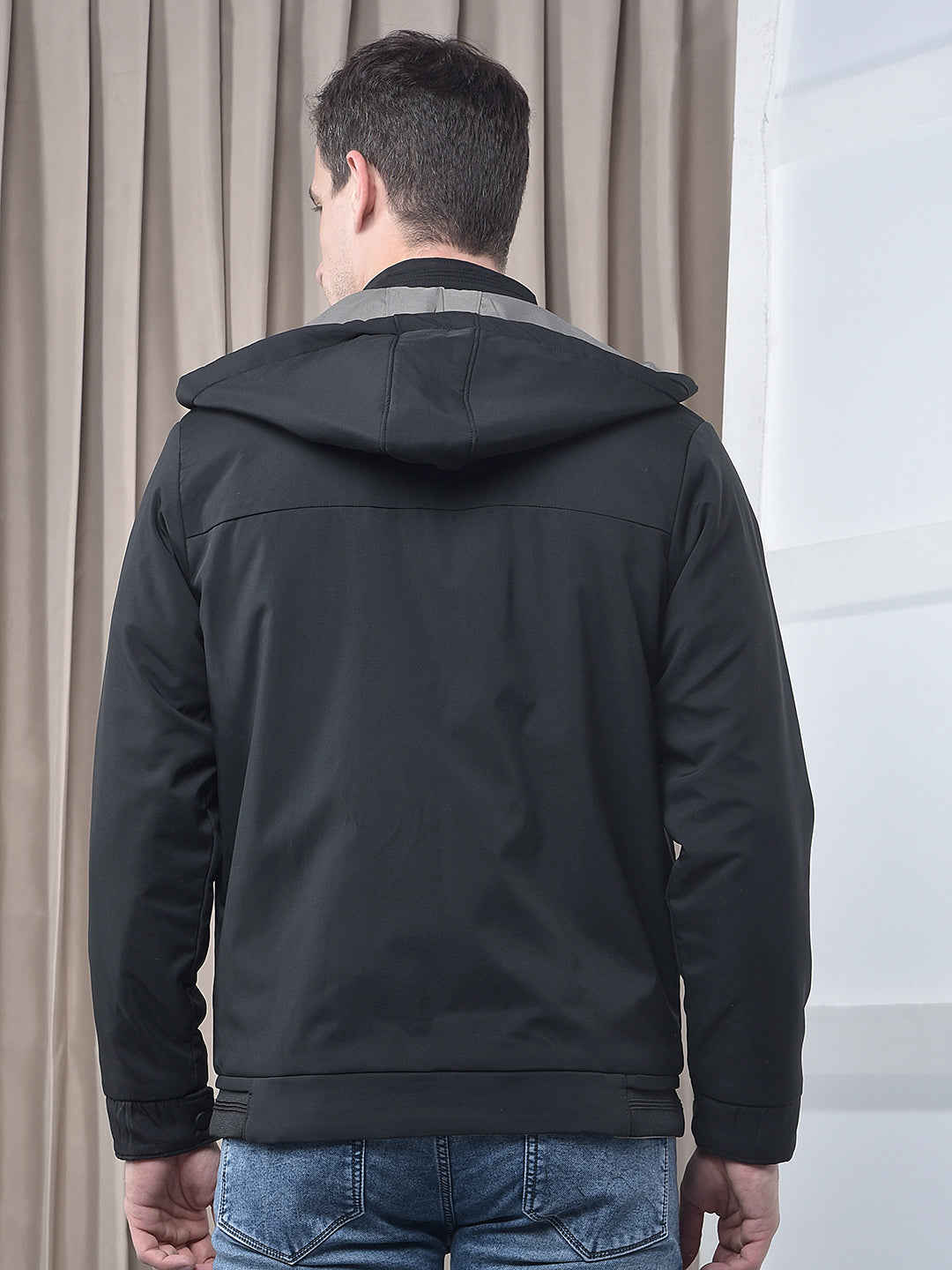 cobb solid black grey reversible hooded jacket
