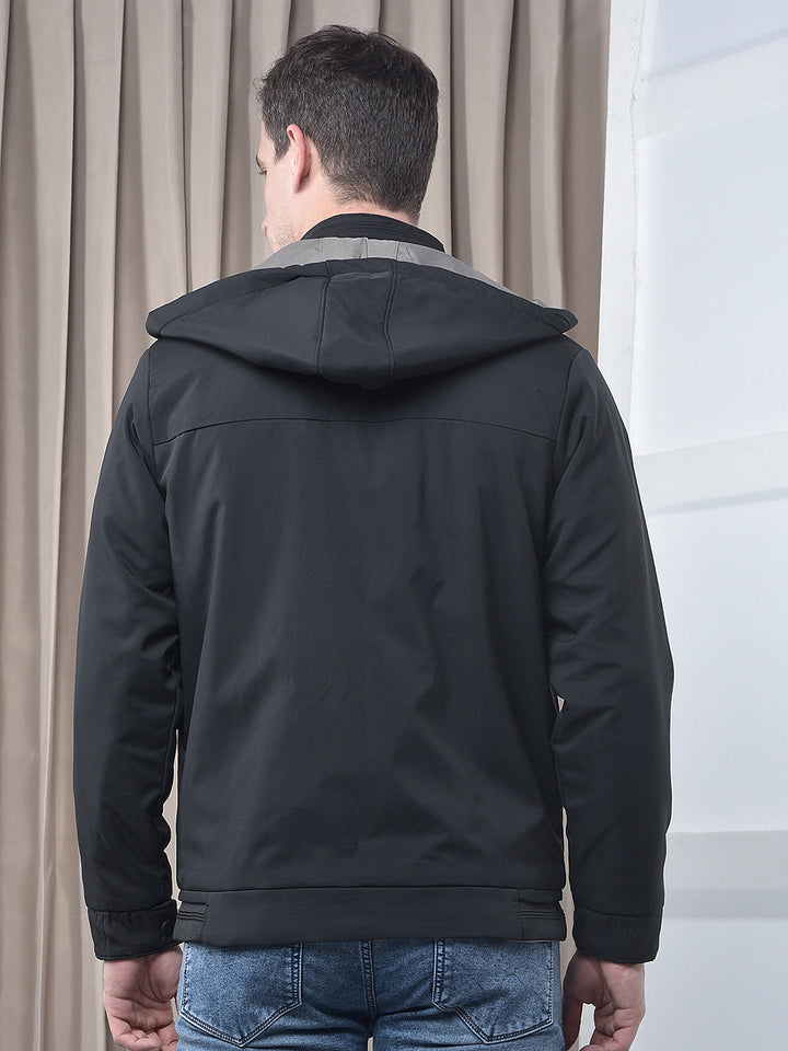 cobb solid black grey reversible hooded jacket