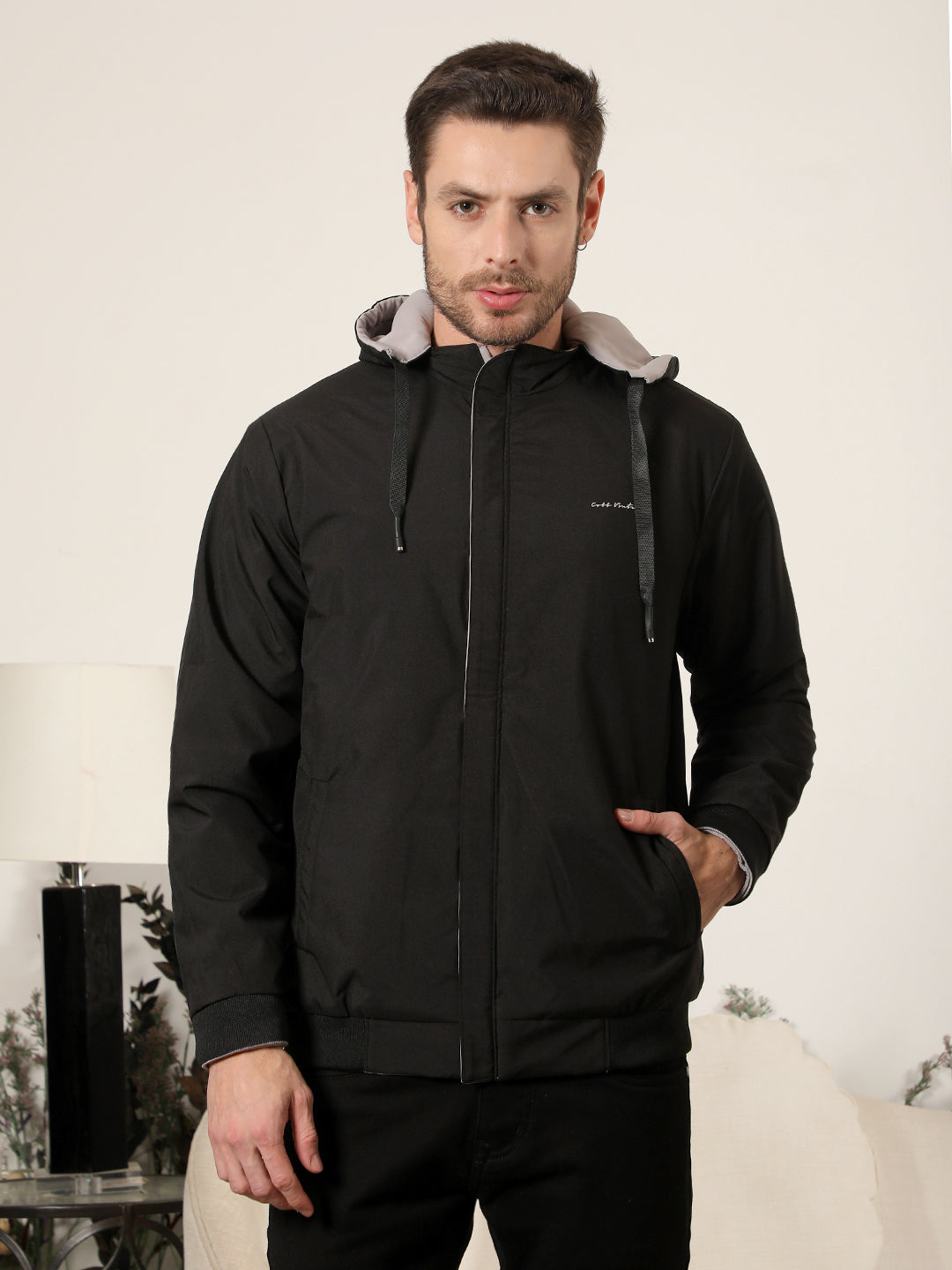 cobb solid black stone reversible hooded jacket