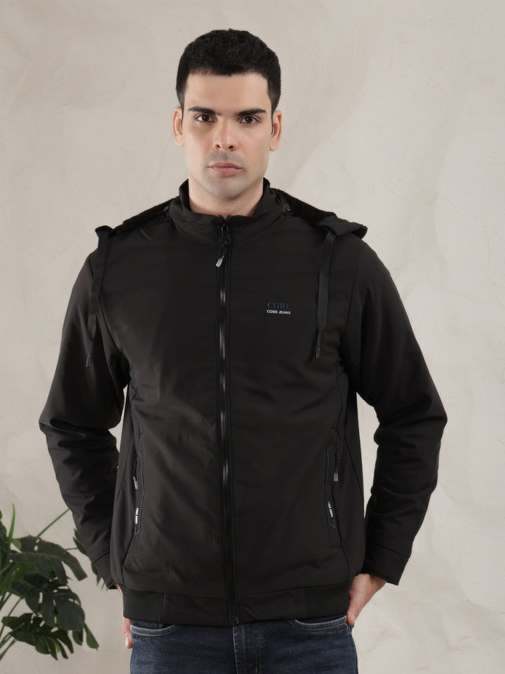 cobb solid black hooded jacket