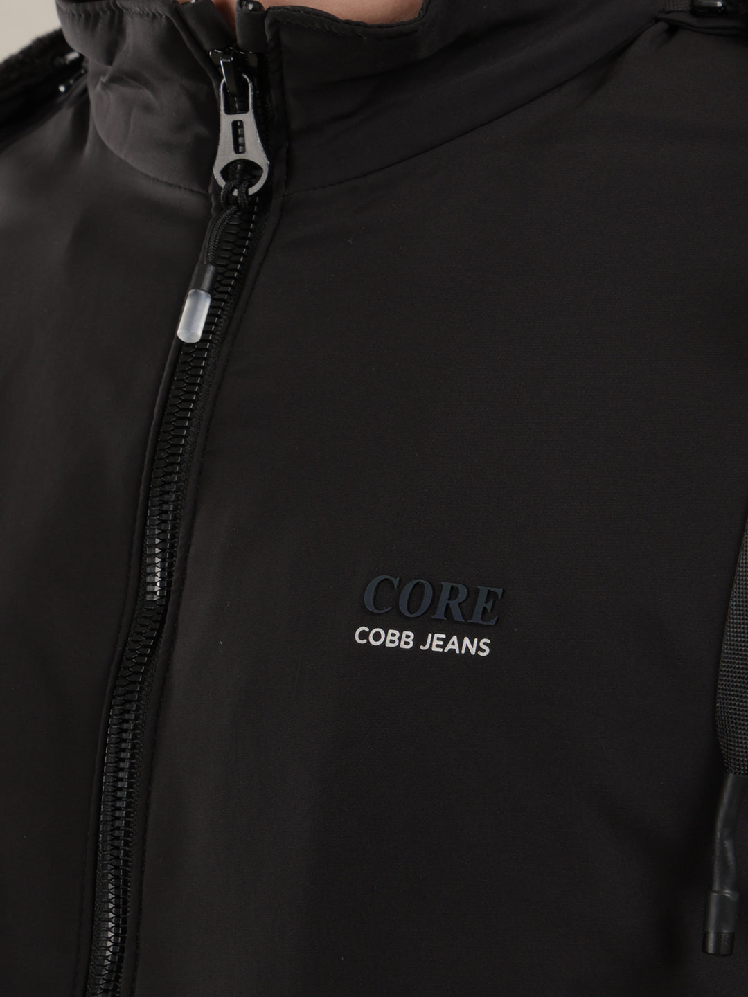 cobb solid black hooded jacket