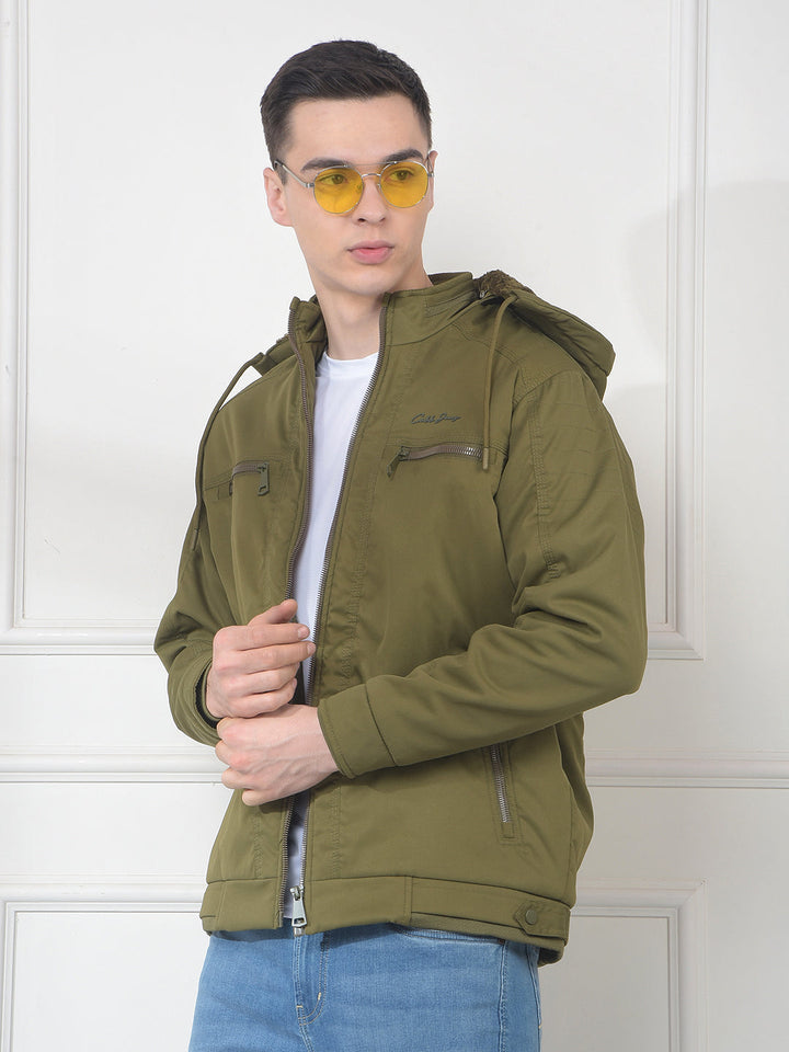 cobb solid olive hooded jacket