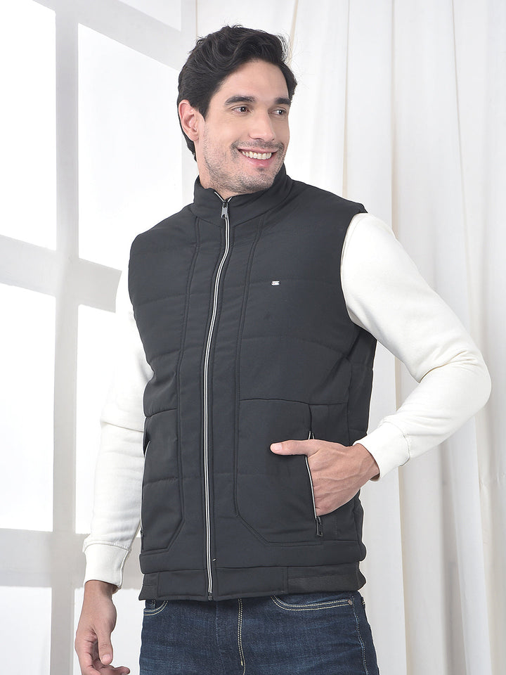 COBB SOLID BLACK SLEEVELESS ZIPPER JACKET