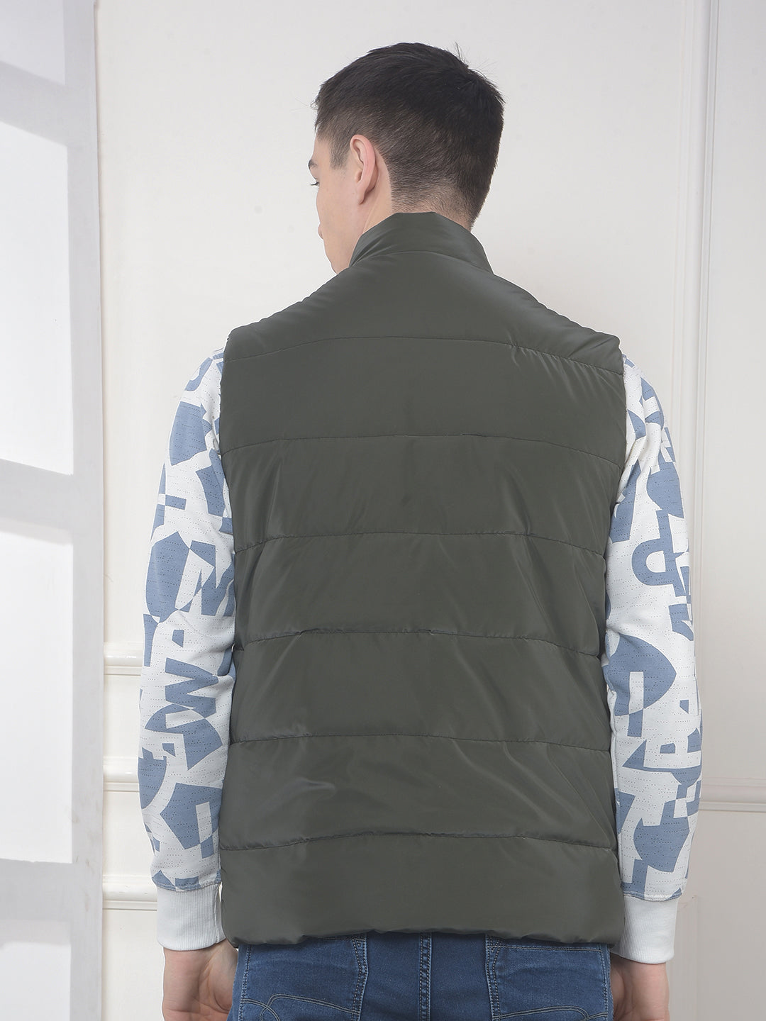 cobb solid olive sleeveless zipper jacket