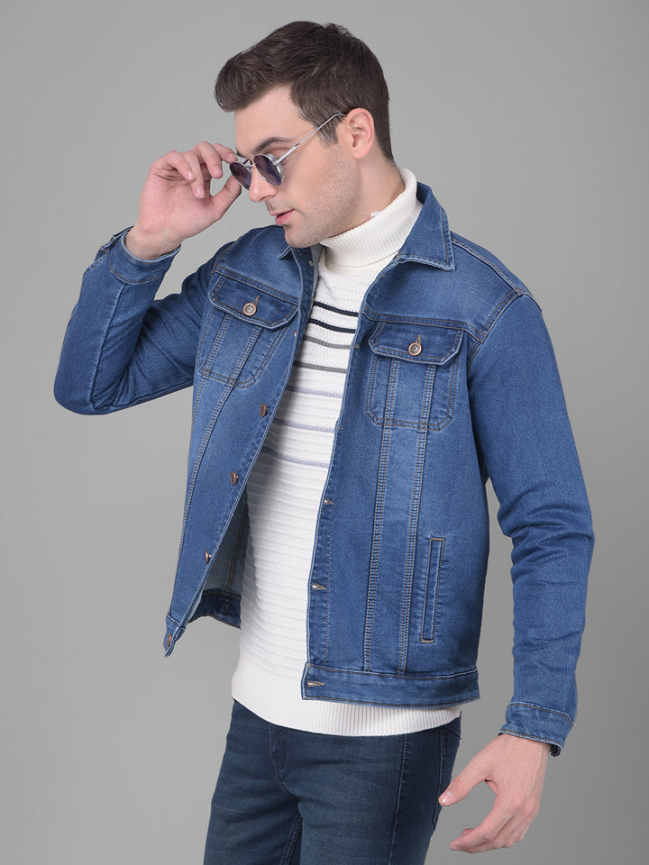 COBB LIGHT BLUE COLLAR NECK DENIM JACKET