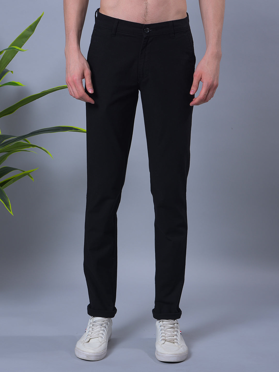 cobb black linen ultra-fit casual trouser