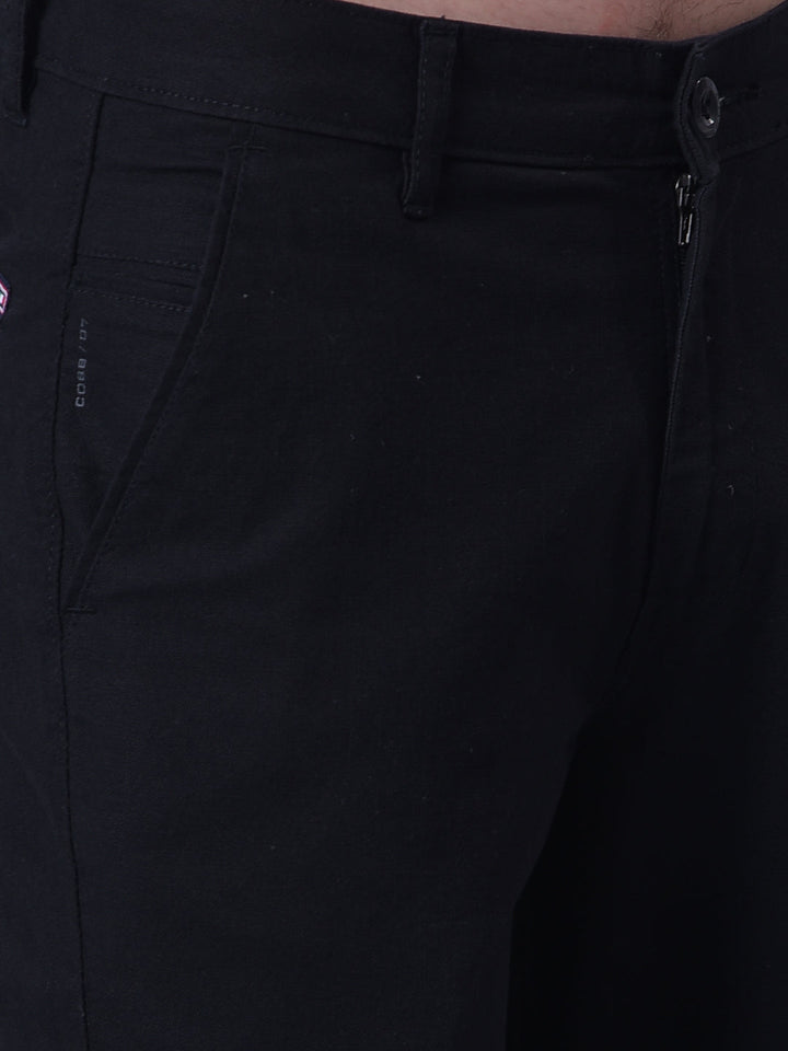 cobb black linen ultra-fit casual trouser