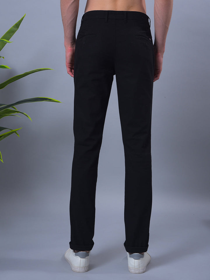 cobb black linen ultra-fit casual trouser