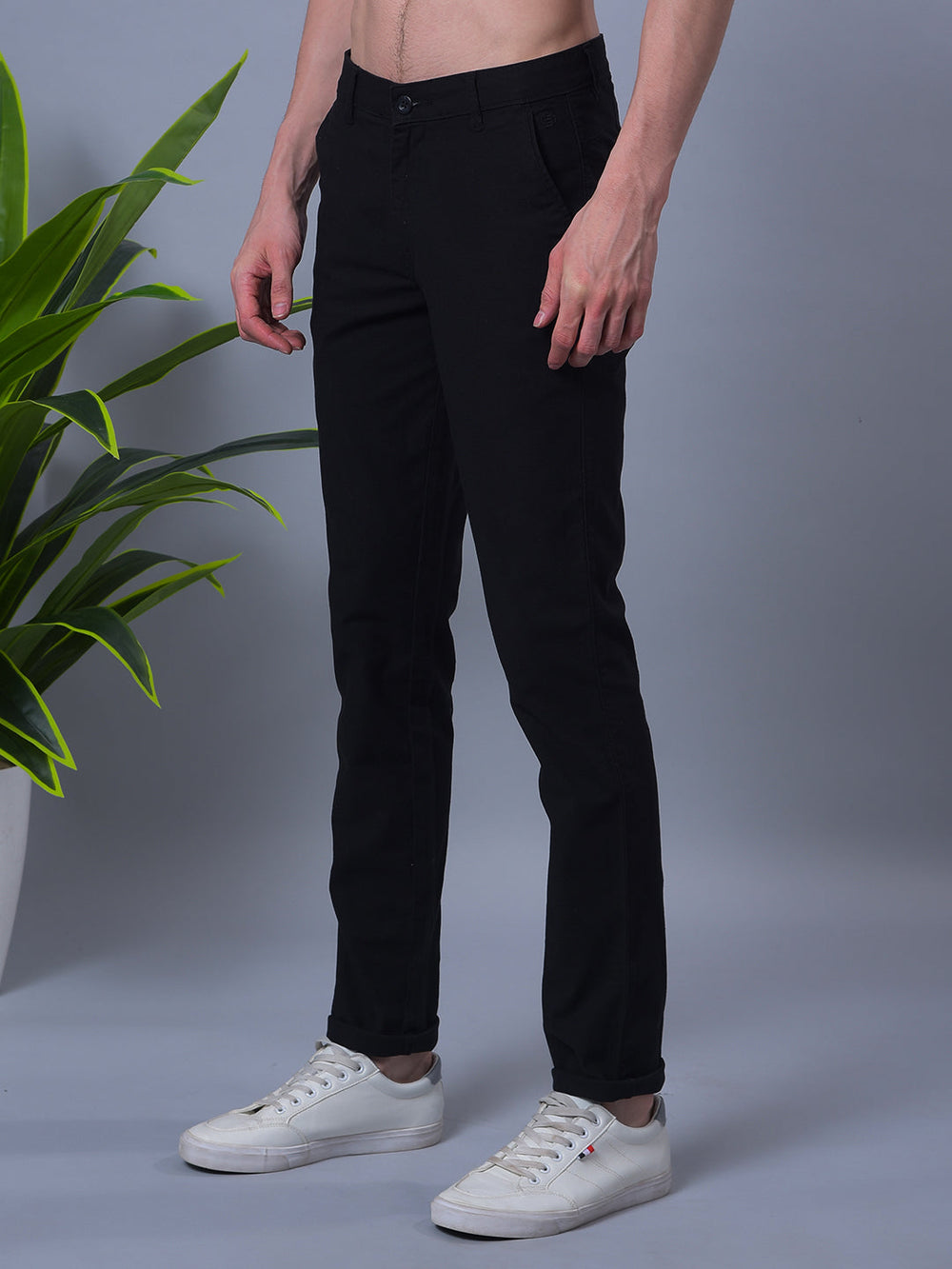 cobb black linen ultra-fit casual trouser