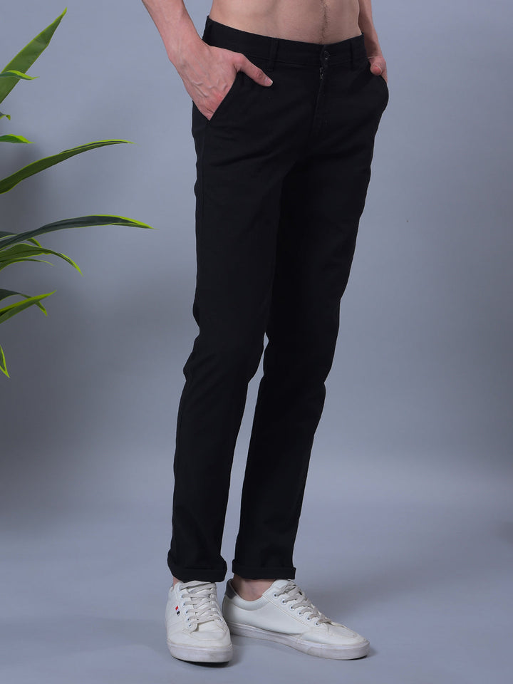 cobb black linen ultra-fit casual trouser