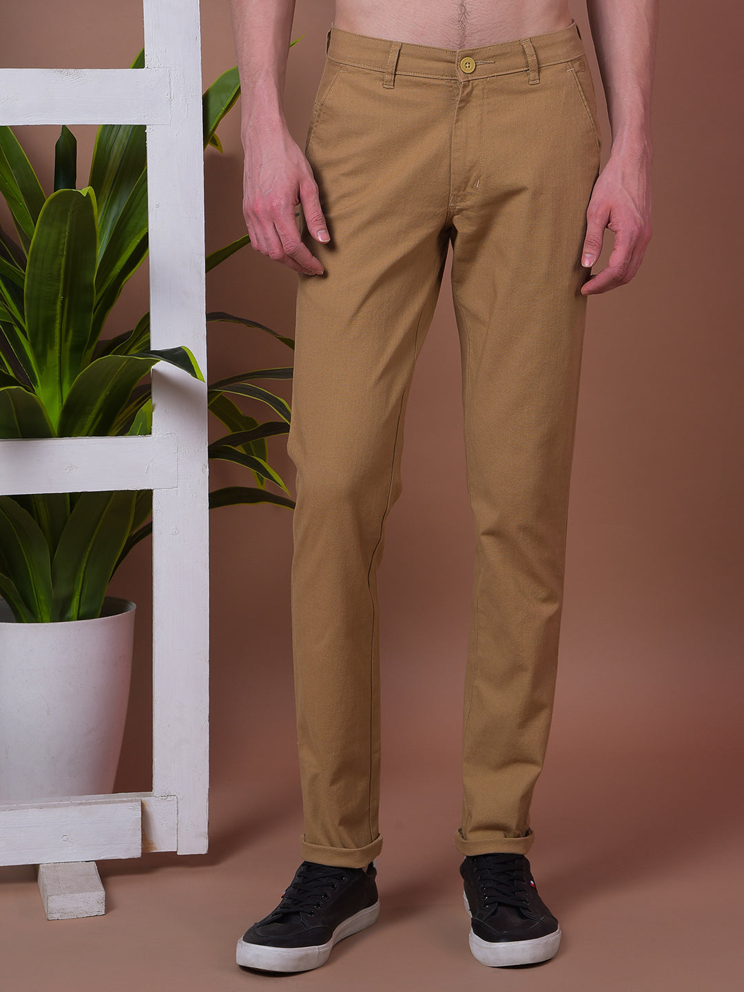 cobb khaki linen ultra-fit casual trouser
