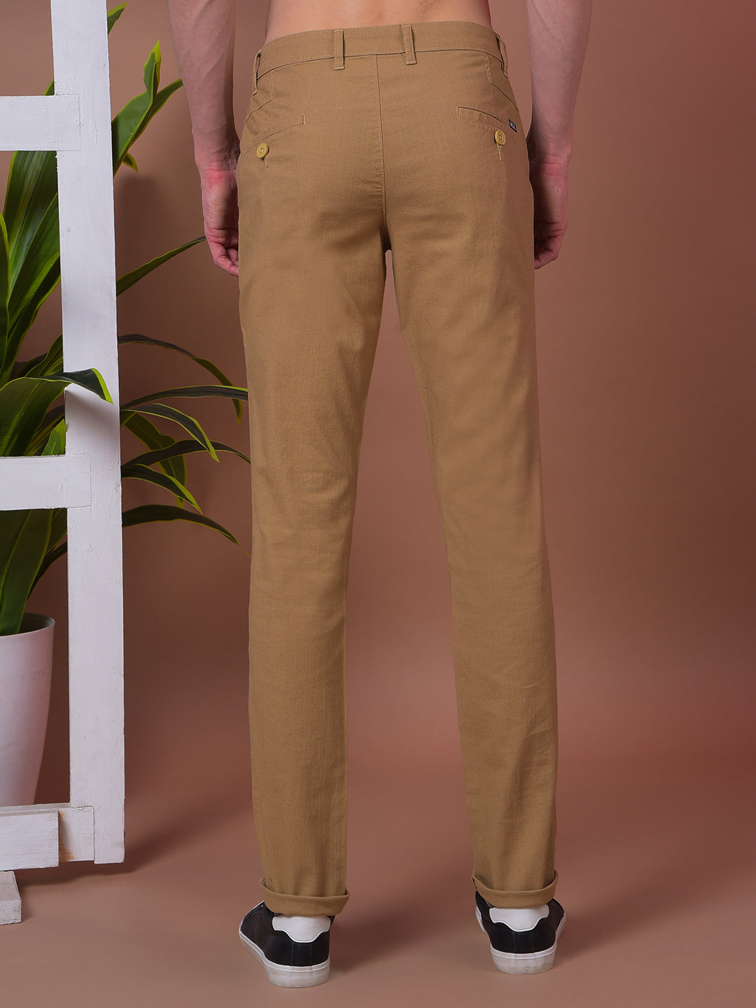 COBB KHAKI LINEN ULTRA-FIT CASUAL TROUSER - Main Image