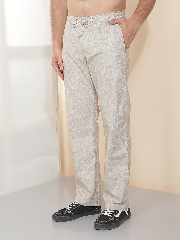 cobb beige solid regular-fit summer lower