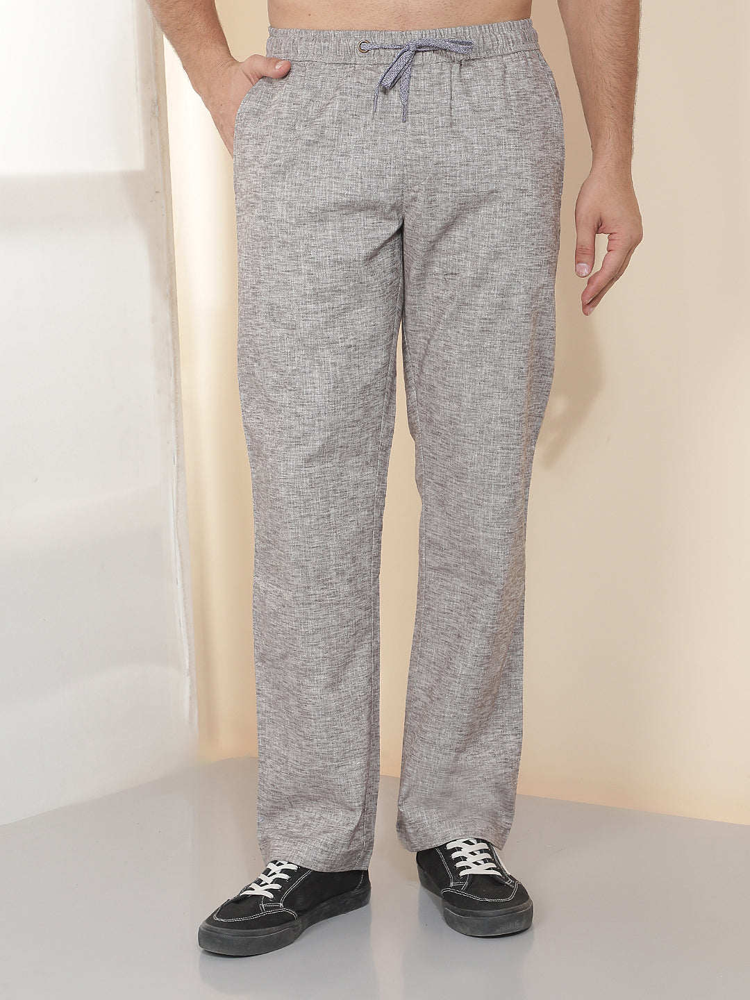 cobb grey solid regular-fit summer lower