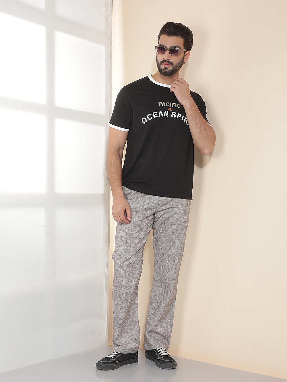 cobb grey solid regular-fit summer lower