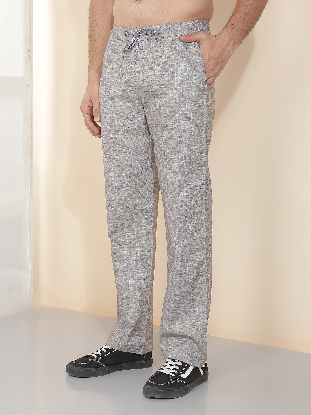 cobb grey solid regular-fit summer lower
