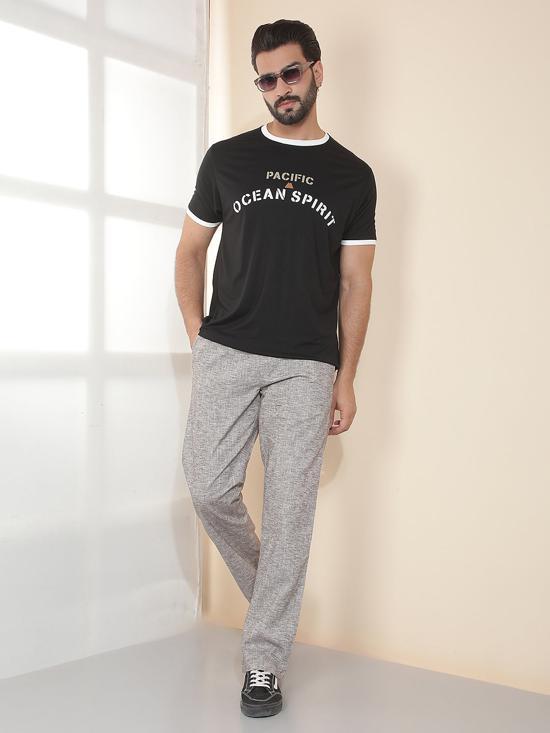 COBB GREY SOLID REGULAR-FIT SUMMER LOWER