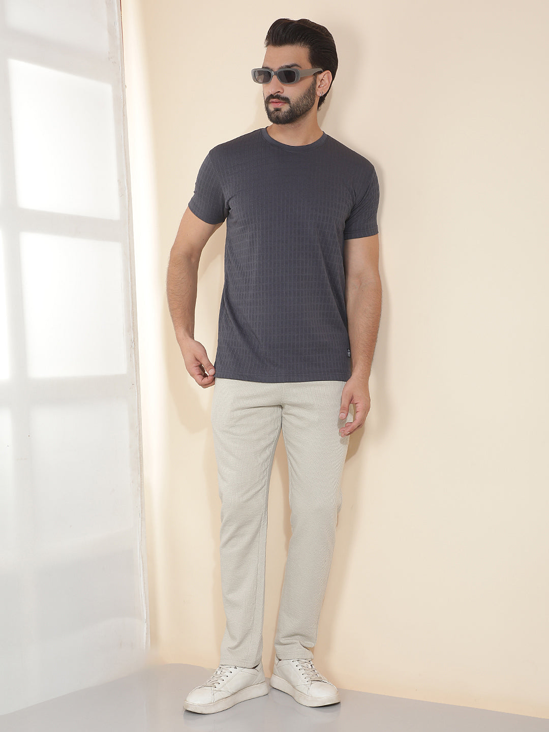 cobb beige solid regular-fit summer lower
