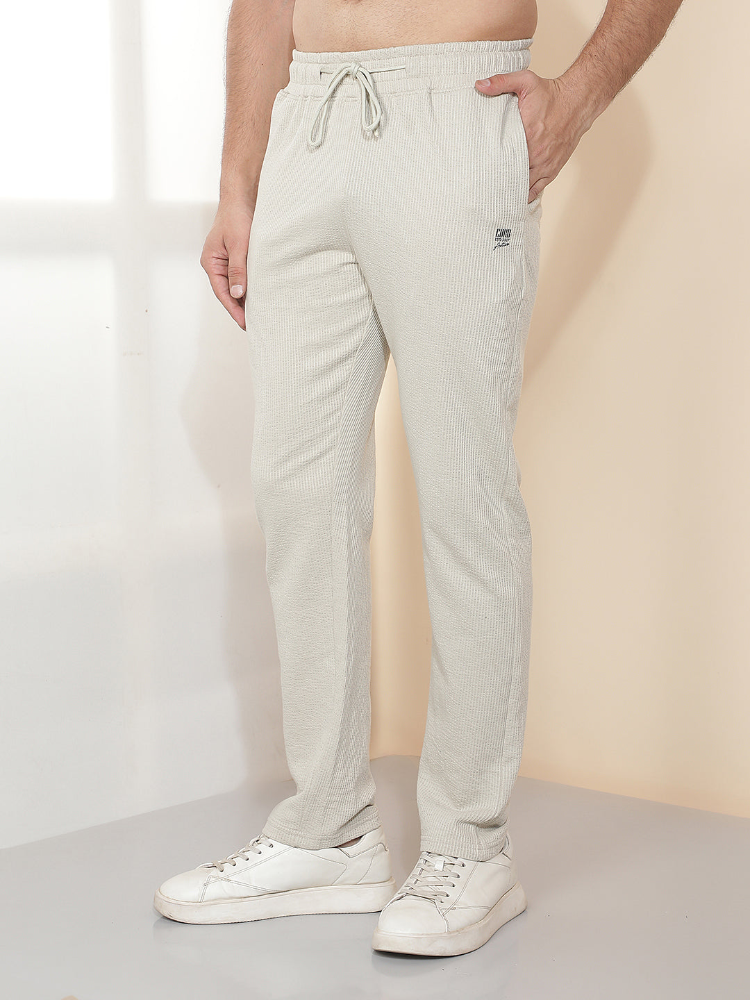 cobb beige solid regular-fit summer lower