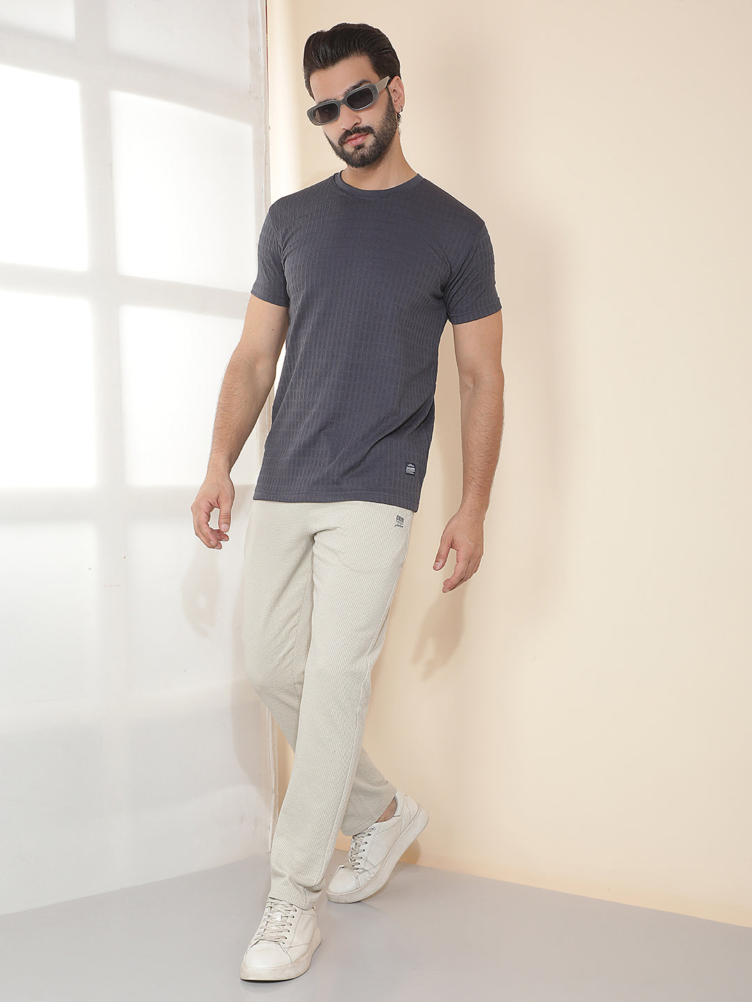 COBB BEIGE SOLID REGULAR-FIT SUMMER LOWER