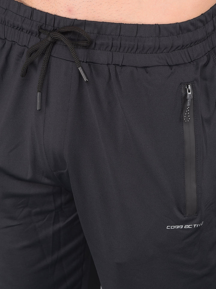 COBB SOLID BLACK REGULAR FIT ACTIVE WEAR LOWER