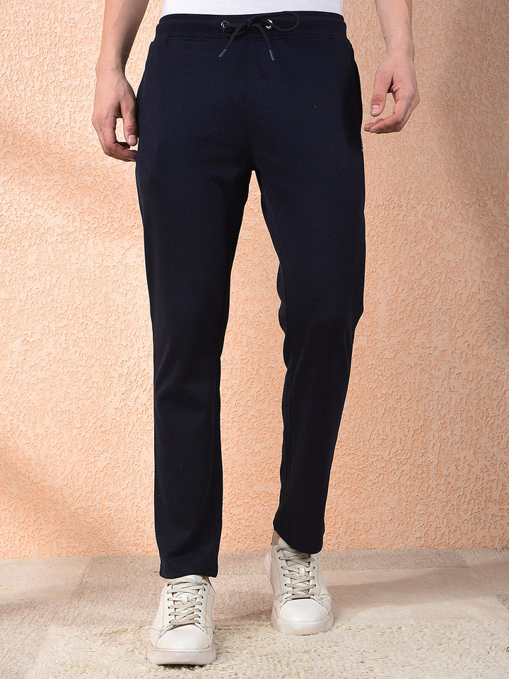 cobb navy blue self-design winter lower