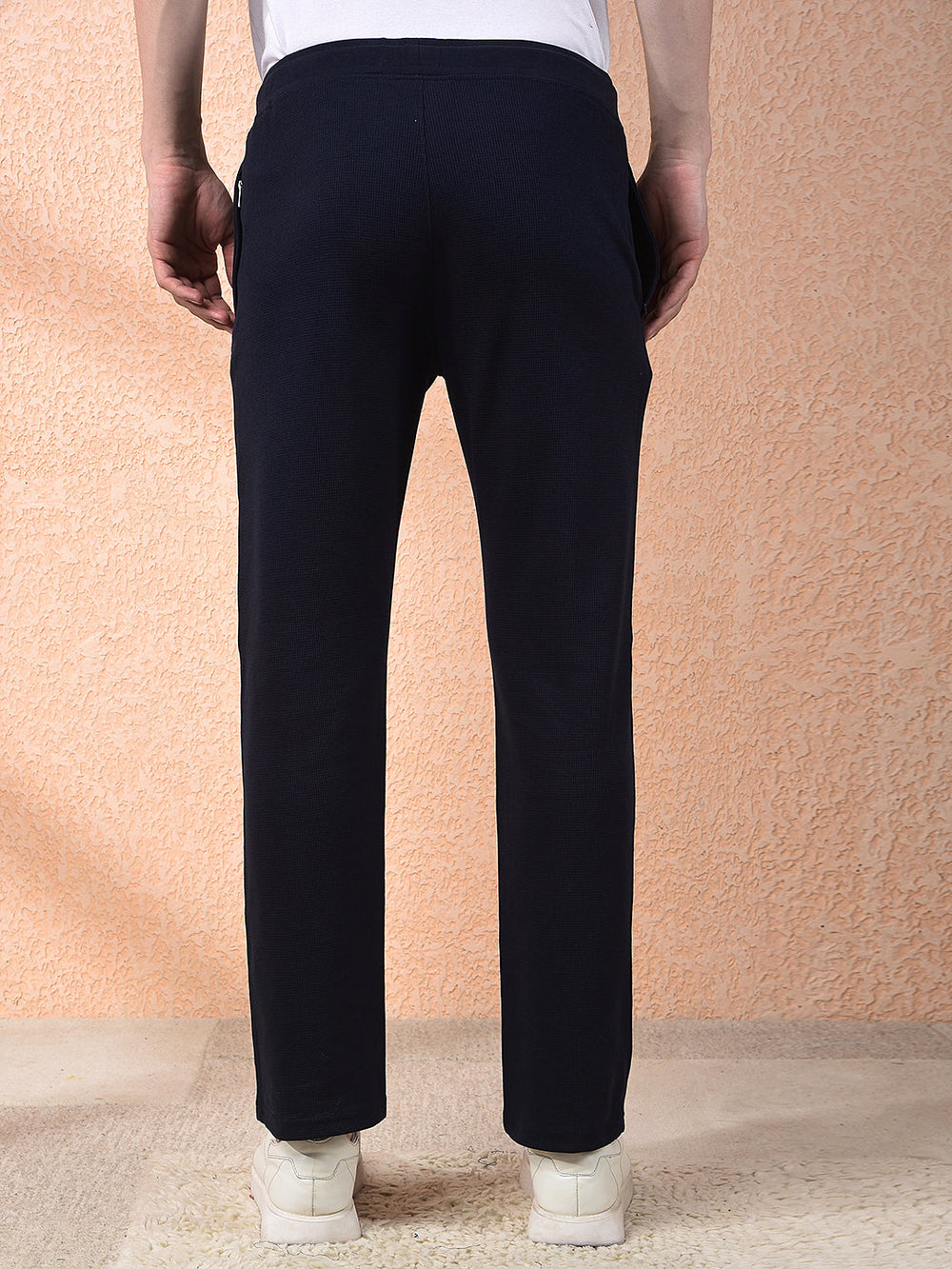 cobb navy blue self-design winter lower