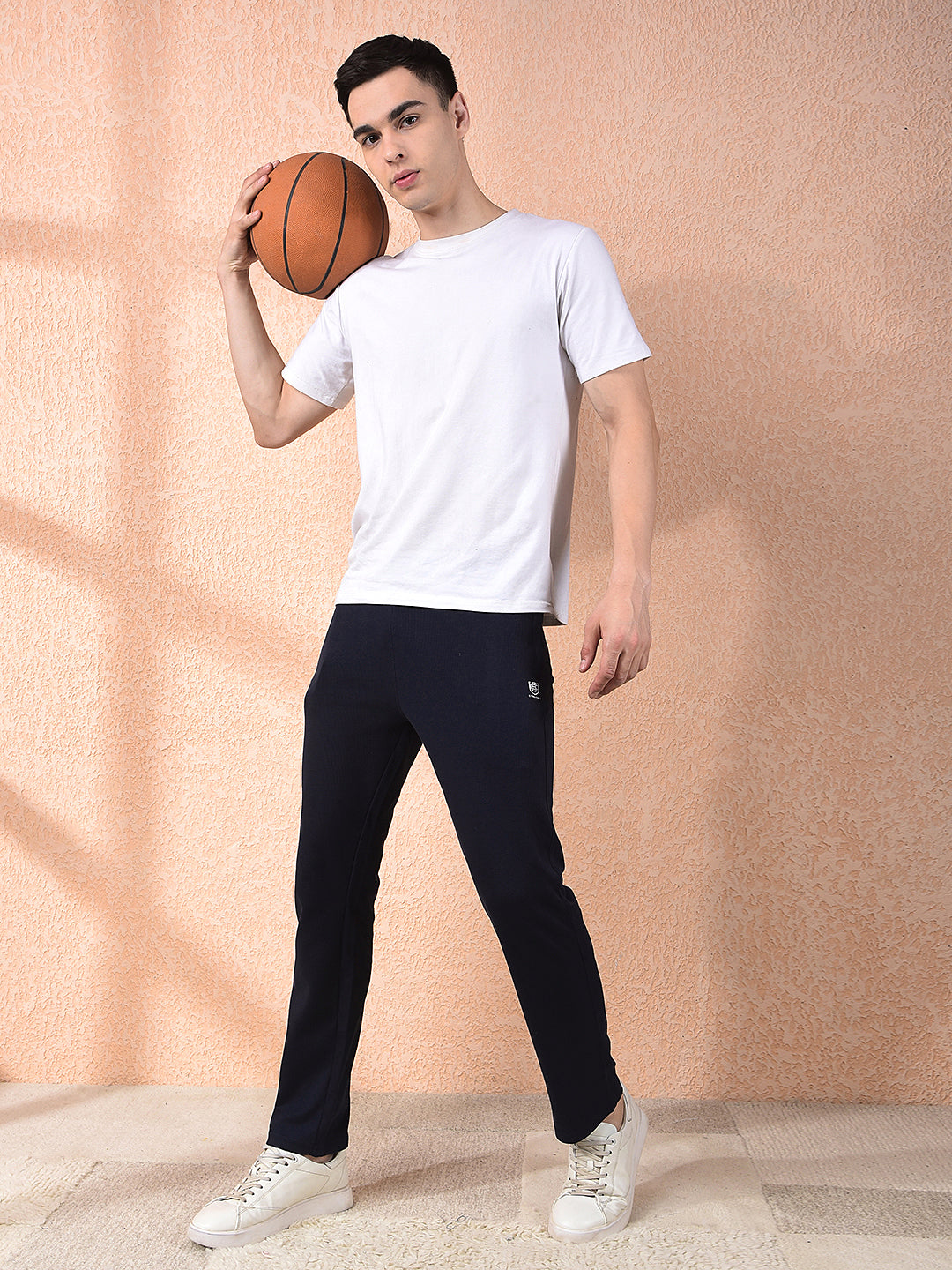 cobb navy blue self-design winter lower