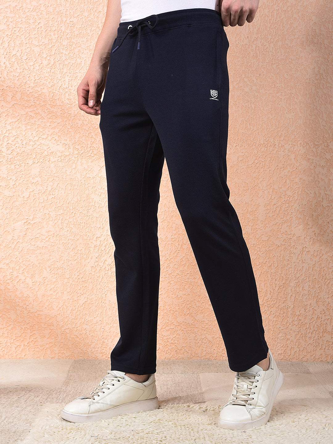 cobb navy blue self-design winter lower