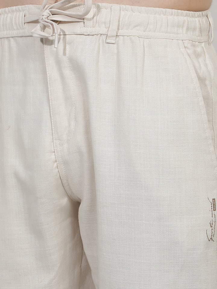 CREAM SELF-DESIGN SUMMER LOWER
