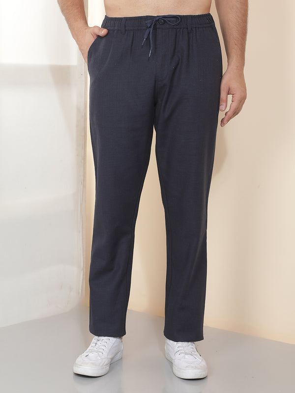 cobb navy blue solid regular-fit summer lower