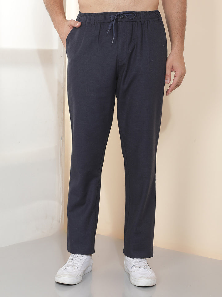 cobb navy blue solid regular-fit summer lower