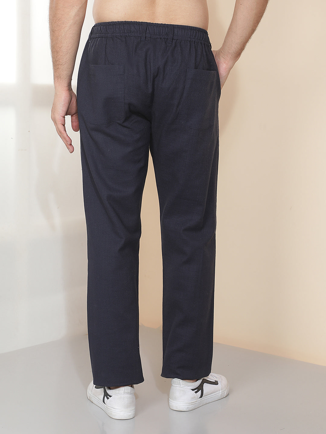 cobb navy blue solid regular-fit summer lower