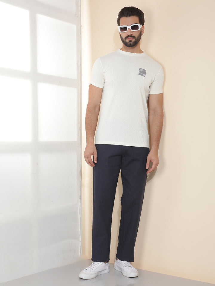 COBB NAVY BLUE SOLID REGULAR-FIT SUMMER LOWER